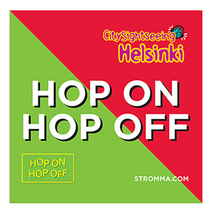 Hop On Hop Off bus stop sign