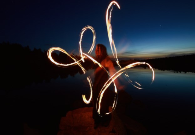 A fireshow by the water